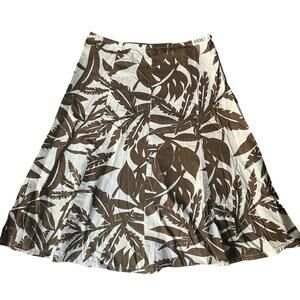 Claudia Richard Women’s Knee Length Floral Skirt size S, White & Brown